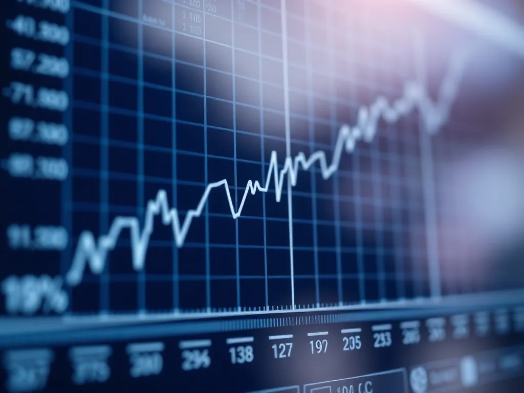 Close-up of a professional financial chart showing steady up