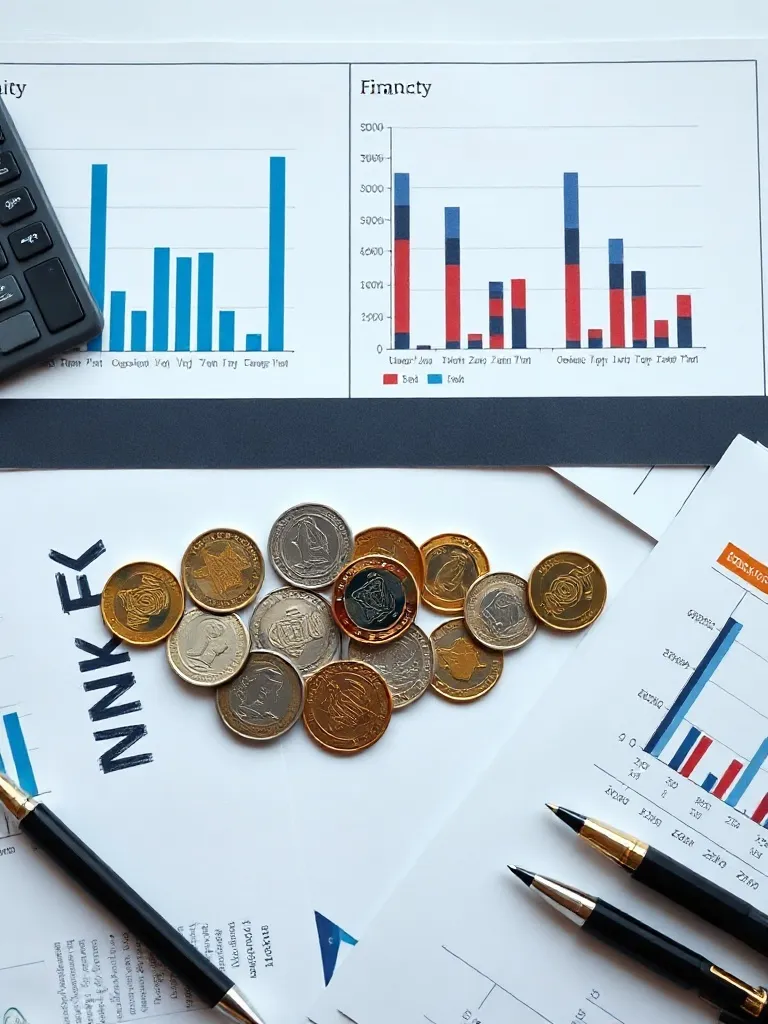 Top view of an organized desk with professional financial ch