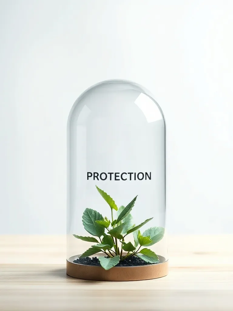 Abstract visual representation of protection, a glass shield